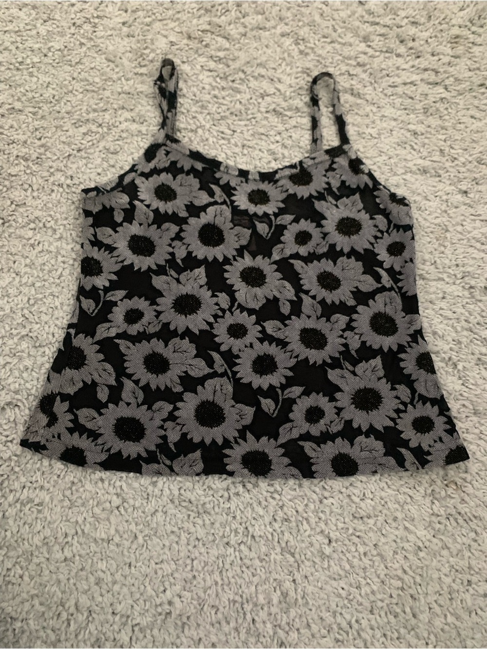 Vintage 2000s Via101 Sunflower Print Spaghetti Strap Tank Top